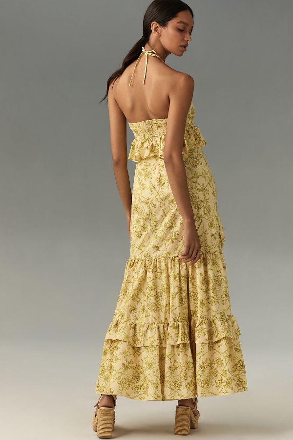 Slide View: 3: Hutch Rocco Halter Ruffled Maxi Dress