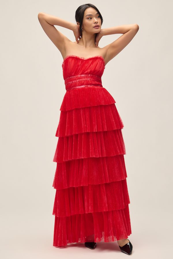 Slide View: 1: Hutch Evie Strapless Tiered Maxi Dress