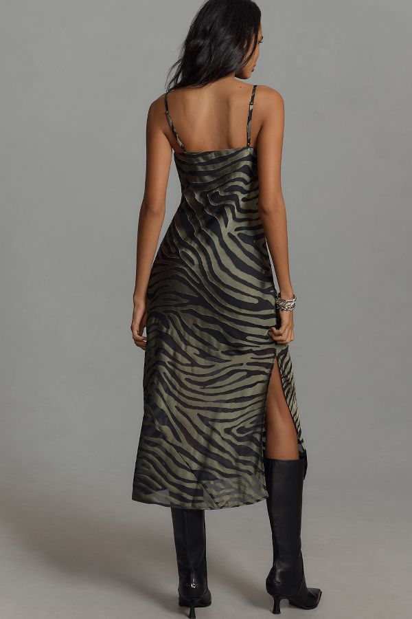 Slide View: 2: Hutch Zebra Print Burnout Slip Midi Dress