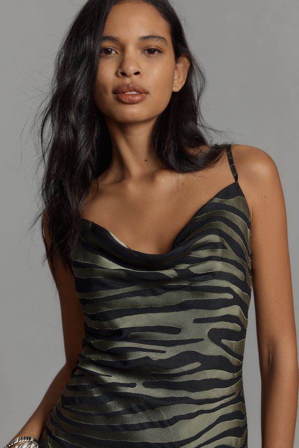 Slide View: 3: Hutch Zebra Print Burnout Slip Midi Dress