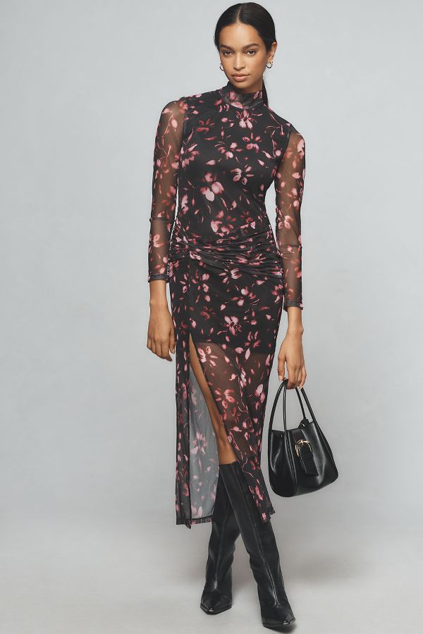 Slide View: 1: Hutch Ambrose Long-Sleeve Mock-Neck Midi Dress