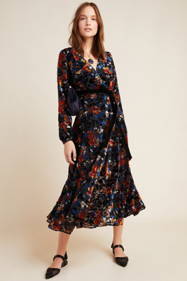 Deirdre Velvet Wrap Dress | Anthropologie