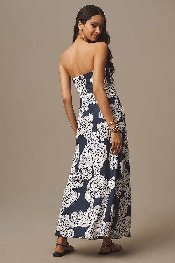 Slide View: 2: KIVARI Carmen Strapless Linen Midi Dress