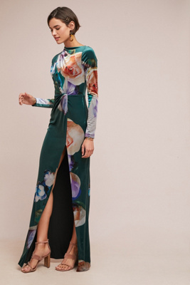 velvet floral maxi dress