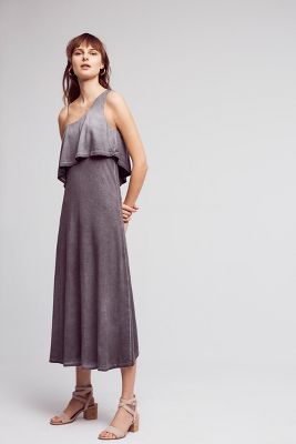 One-Shoulder Tiered Midi Dress | Anthropologie
