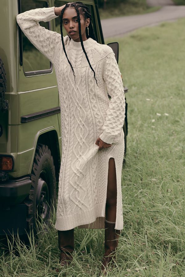 Slide View: 1: By Anthropologie Long-Sleeve Midi Jumper Dress