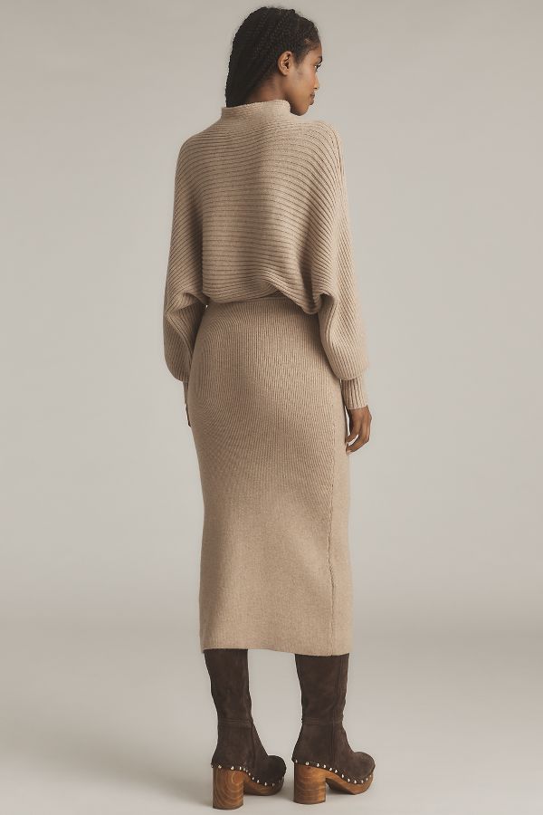 Slide View: 2: By Anthropologie Long-Sleeve Slim Sweater Midi Dress