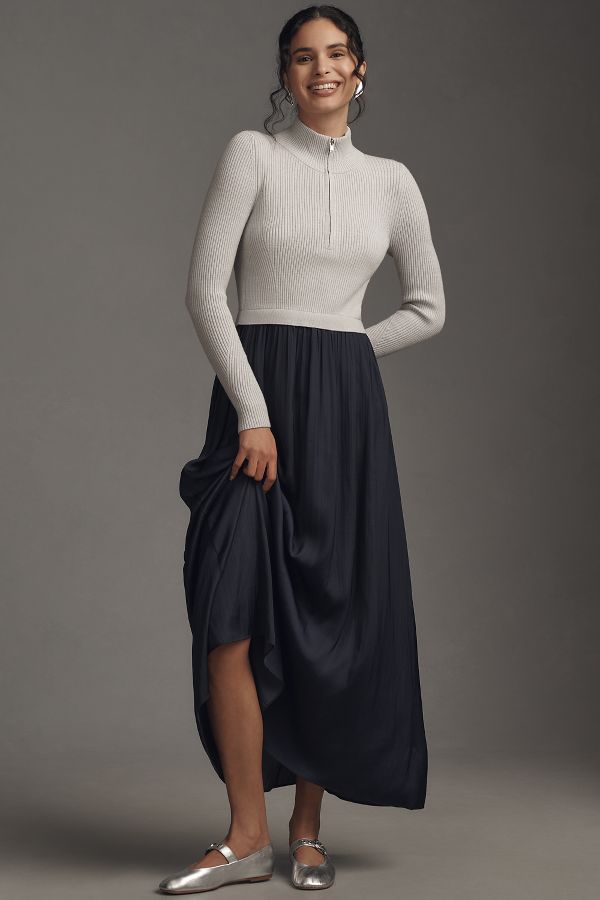 Slide View: 4: The Thea Twofer Sweater Dress: Half-Zip Edition