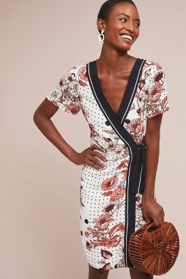 anthropologie floral wrap dress