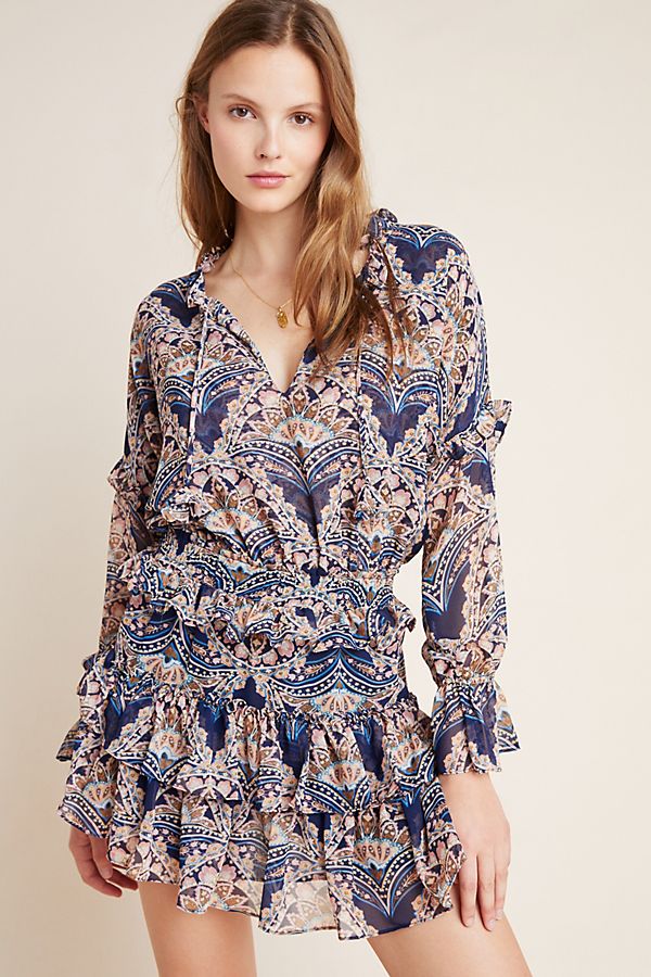 Slide View: 1: Lola Smocked Abstract Mini Dress