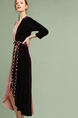 maxi velvet wrap dress