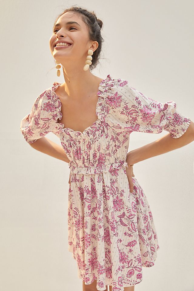 Ruffled Floral Mini Dress | Anthropologie