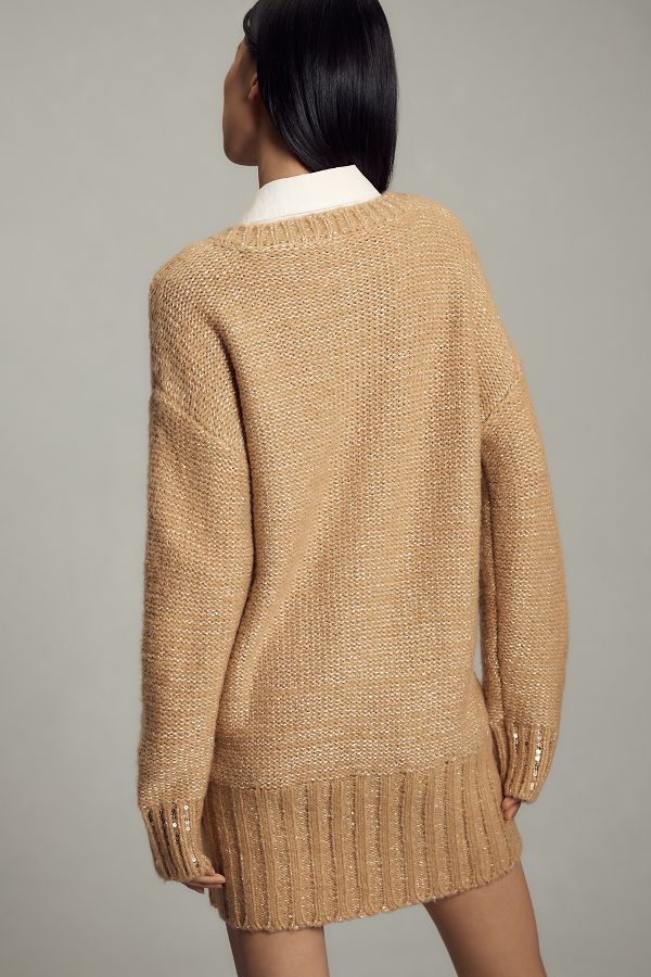 Slide View: 4: Maeve Layered Sparkle Cardigan Sweater Mini Dress