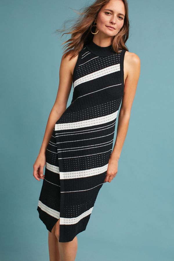 Velda Asymmetric Striped Dress, Black | Anthropologie UK