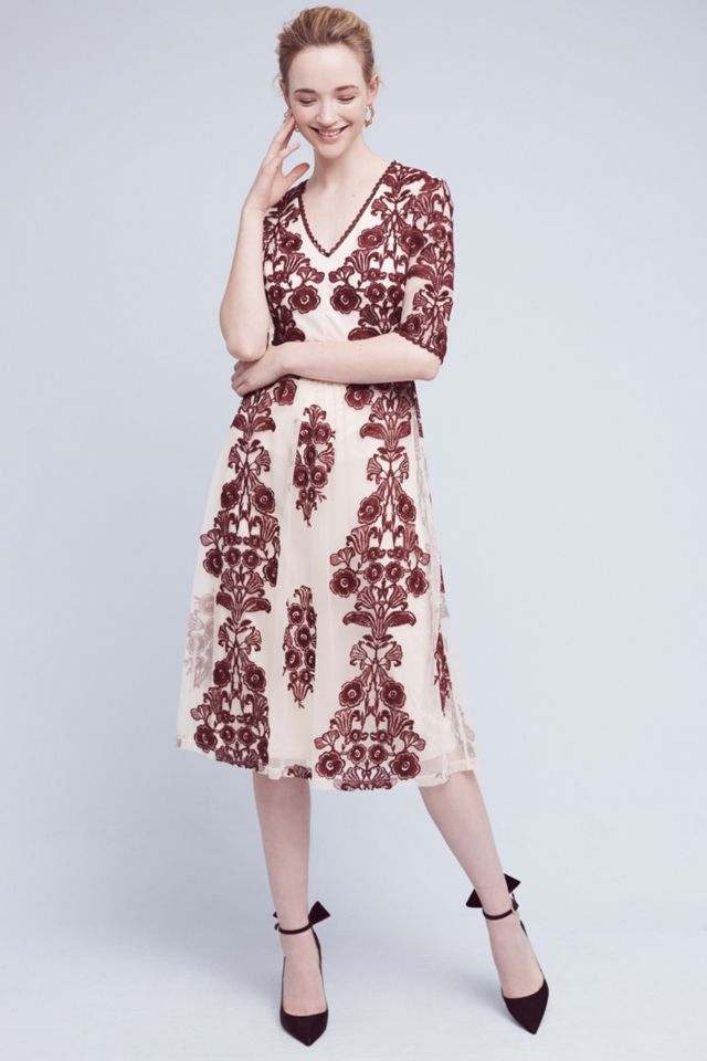 Embroidered Lace Midi Dress Anthropologie