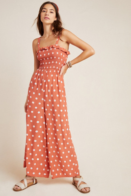 anthropologie polka dot jumpsuit