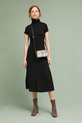 black turtleneck midi dress