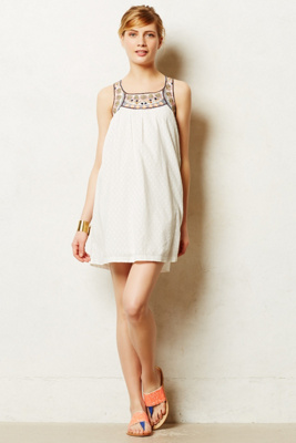 anthropologie white embroidered dress