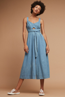 chambray wide leg jumpsuit