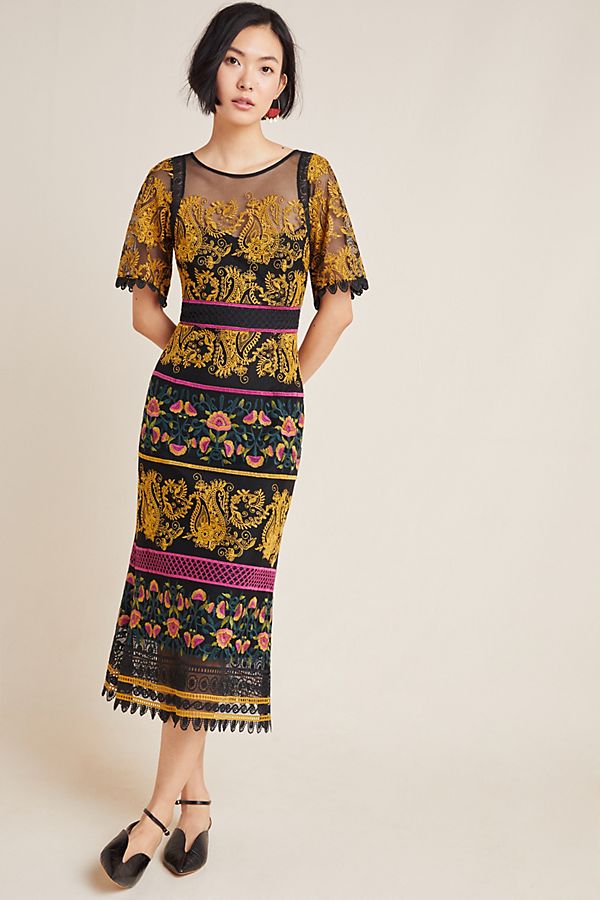 Slide View: 1: Jacquin Embroidered Midi Dress