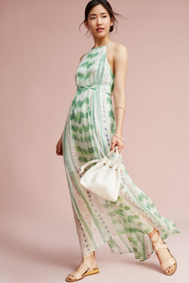 green silk maxi