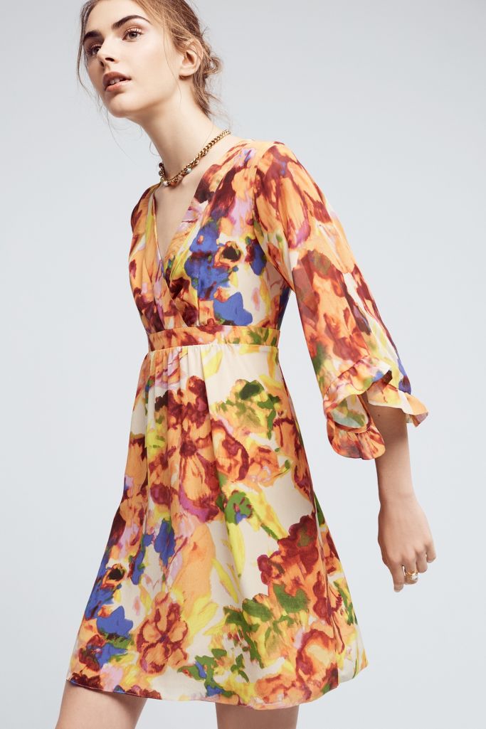 Deloria Printed Silk Dress | Anthropologie