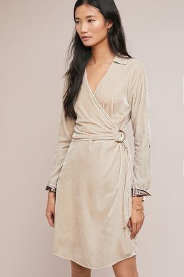 anthropologie velvet wrap dress