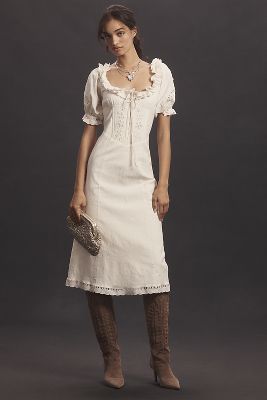 For Love & Lemons Adelie Short-Sleeve Maxi Dress