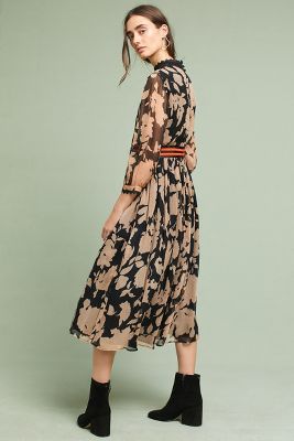 glamorous maxi dress with high neck in floral leopard print