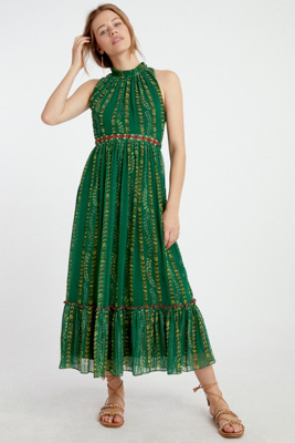 green embroidered maxi dress