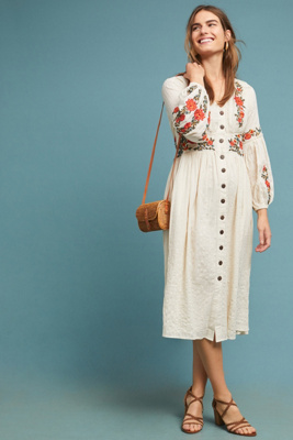 anthropologie white embroidered dress