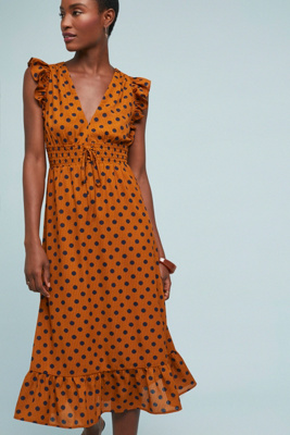 anthropologie polka dot dress