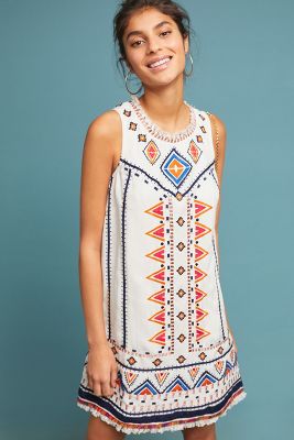 Reagan Embroidered Shift Dress | Anthropologie