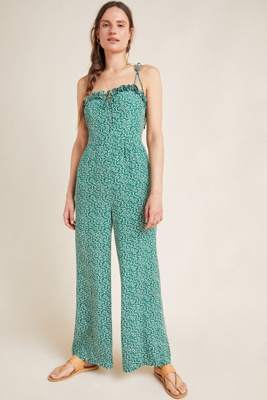 anthropologie green jumpsuit