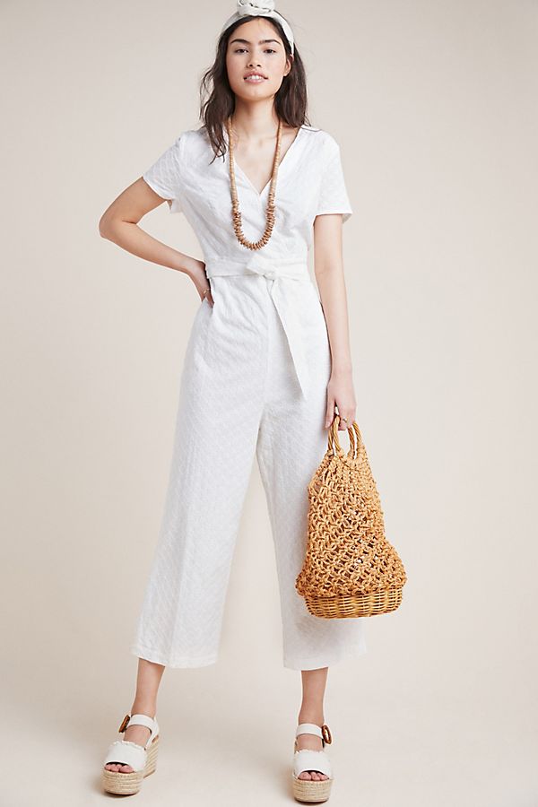 Slide View: 1: Bow-Tied Eyelet Jumpsuit