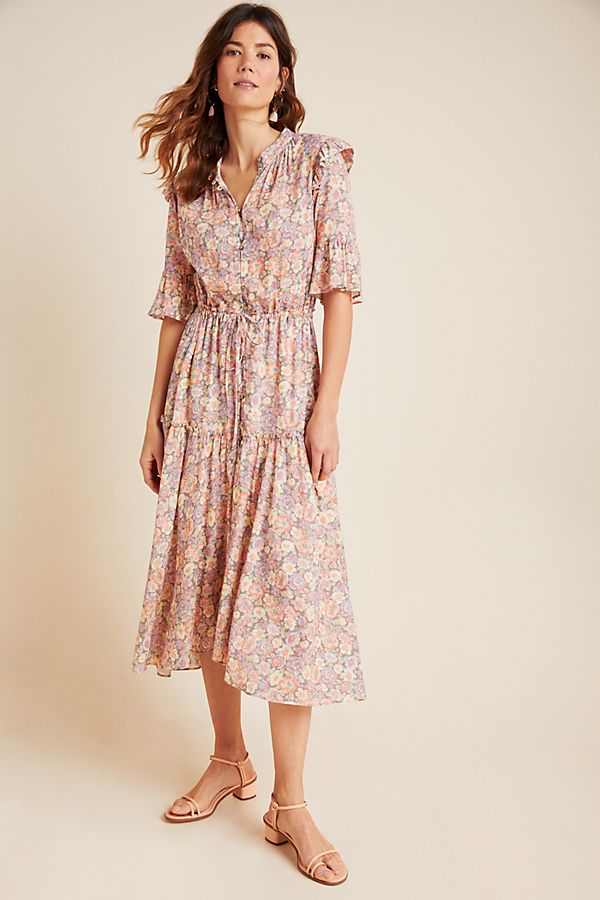 Slide View: 1: Jennie Ruffled Maxi Shirtdress