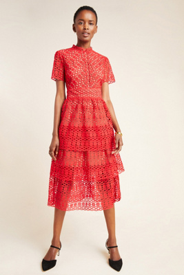 red lace midi dress uk