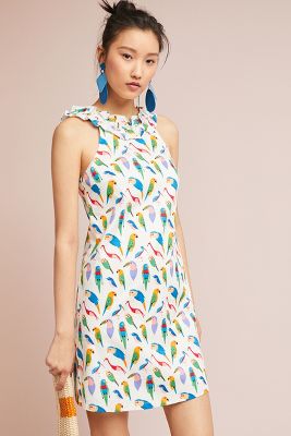 bird print dress anthropologie