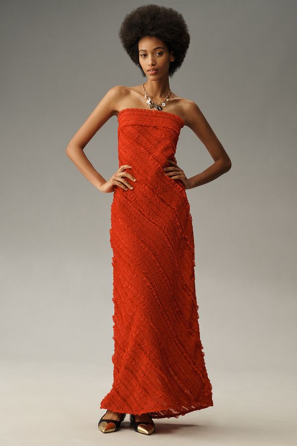 Slide View: 2: Endless Rose Strapless Textured Column Midi Dress