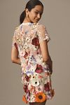 Thumbnail View 2: Endless Rose Short-Sleeve Floral-Embellished Sheer Shift Mini Dress