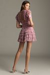 Thumbnail View 4: Mac Duggal Short-Sleeve V-Neck Ruffled Tulle Mini Dress