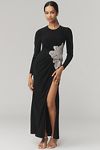 Thumbnail View 1: Mac Duggal Long-Sleeve Embellished Side-Slit Maxi Dress