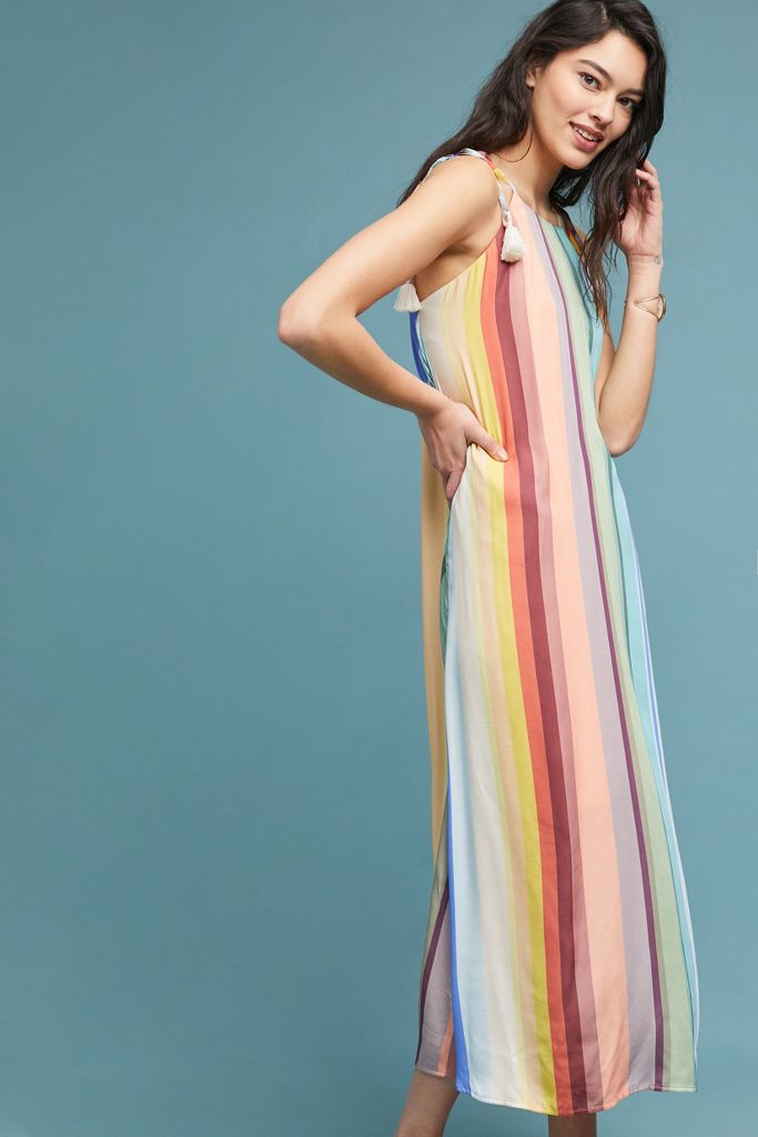 Farm Rio Rainbow-Striped Dress | Anthropologie