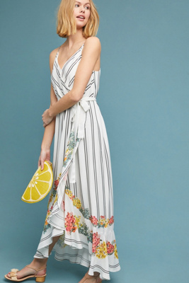 anthropologie floral wrap dress