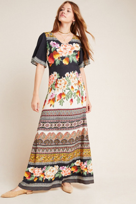 anthropologie floral maxi dress