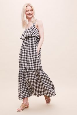 gingham linen dress