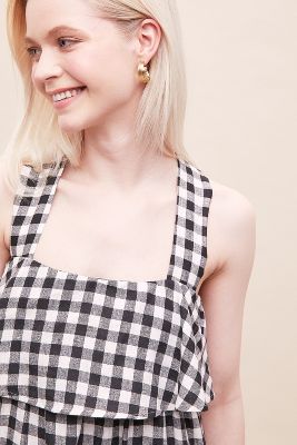 gingham linen dress