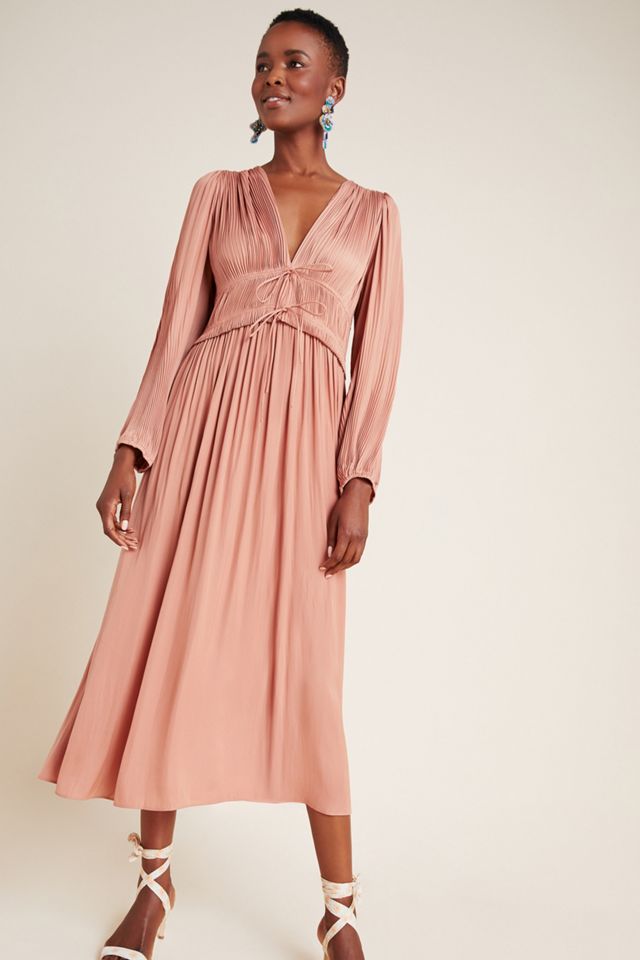 Sidonie Pleated Midi Dress | Anthropologie