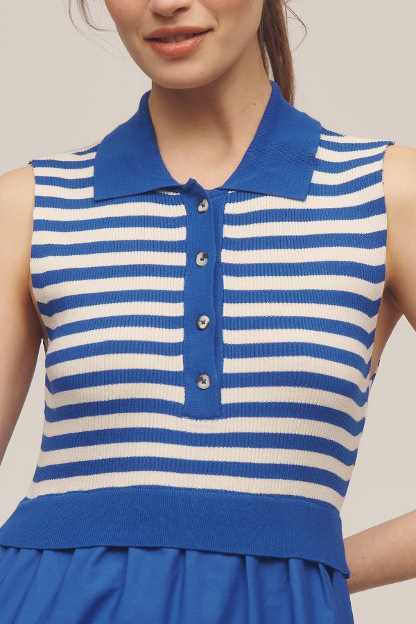 Slide View: 3: By Anthropologie Thea Polo Collar Sleeveless Dress