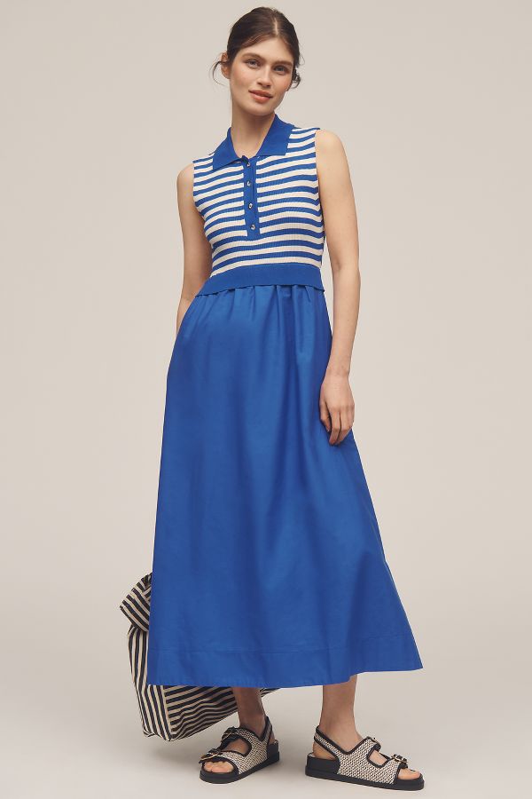 Slide View: 1: By Anthropologie Thea Polo Collar Sleeveless Dress